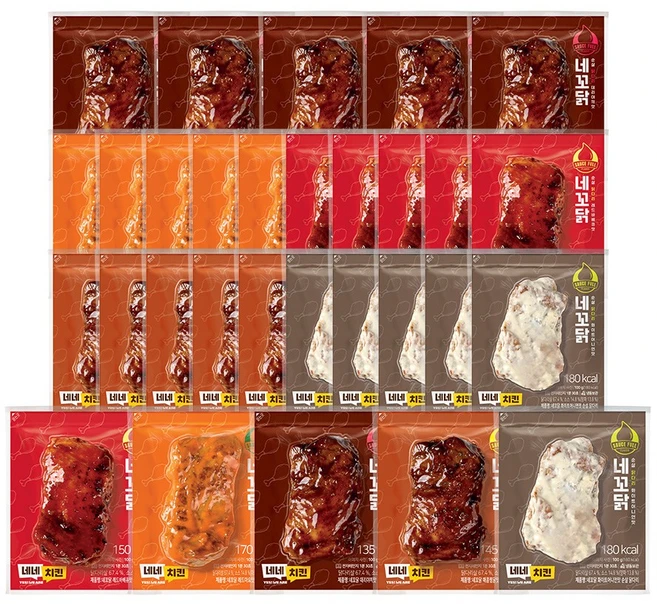 [네네치킨] 네꼬닭 순살 닭다리 5종 혼합구성, 100g, 30개