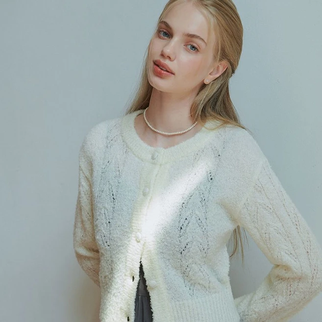 리엘 Vine knit cardigan (ivory)