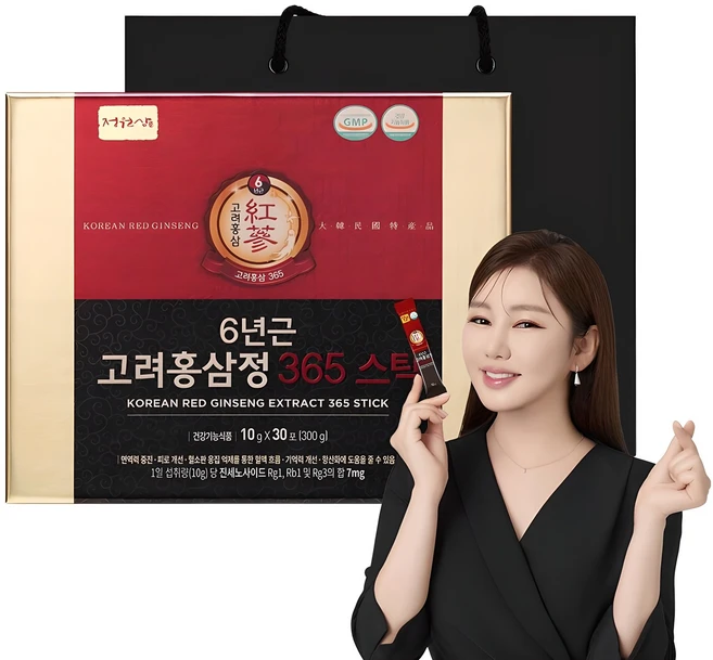 정원삼 6년근 고려홍삼정 365 스틱 선물세트 + 쇼핑백, 300g, 1개