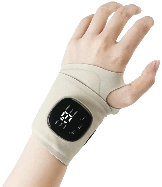 Gaayou EMS 손마사지기 저주파 손목 안마기 무선 양손용, 베이지