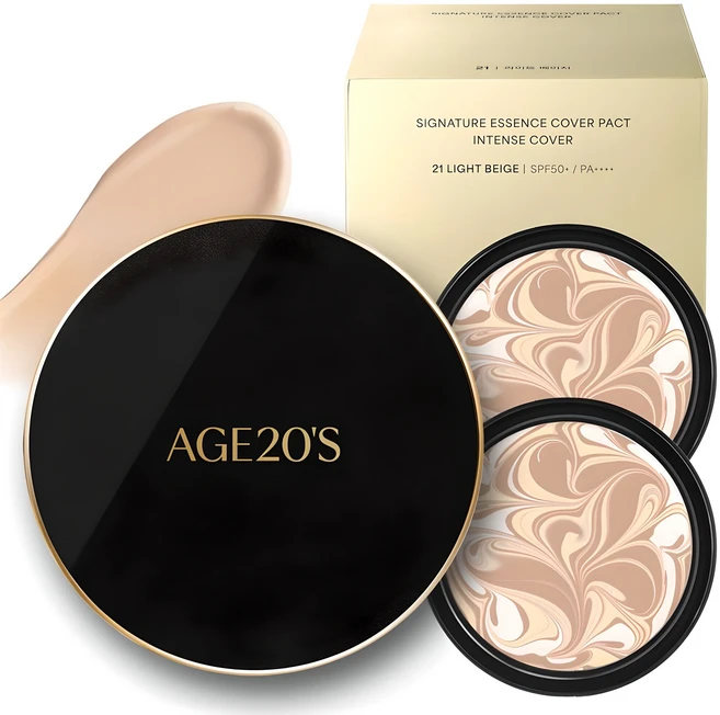 에이지투웨니스 시그니처 에센스 커버 팩트 인텐스 케이스 1p + 리필 14g 2p 세트, 21호, 1세트