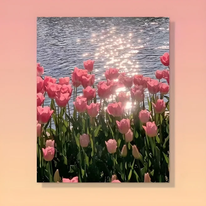 votgl DIY명화그리기 그림그리기꽃 유화 세트 40 x 50cm, diy튤립, 1세트