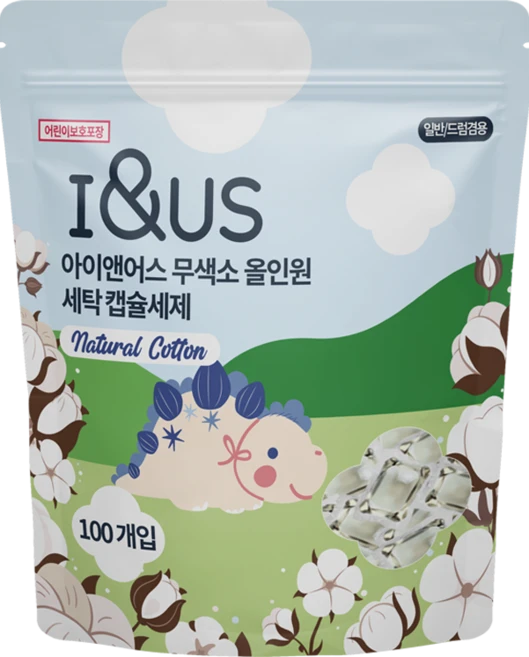아이앤어스 무색소 저자극 초고농축 캡슐세제(내츄럴 코튼향), 1개, 100개입