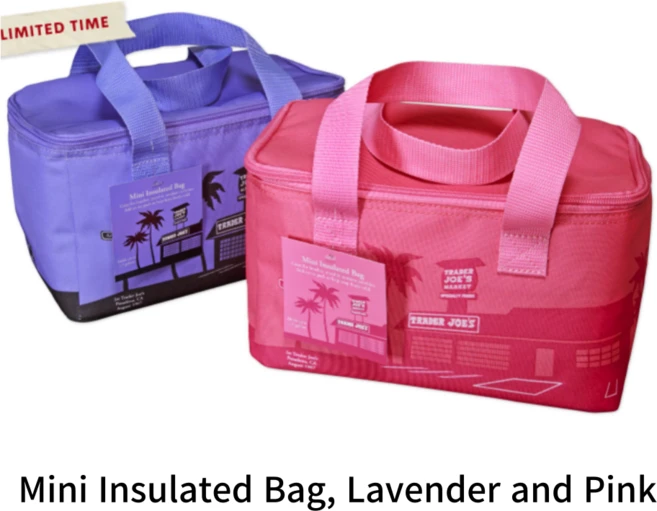 [NEW]트레이더조 미니 보냉백 쿨러백 Trader Joe's Mini Insulated Bag Lavender and Pink, 라벤더(보라색), 1개