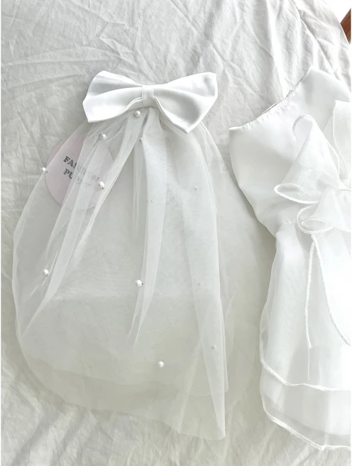 강아지 웨딩 베일 결혼식 화동 헤어핀