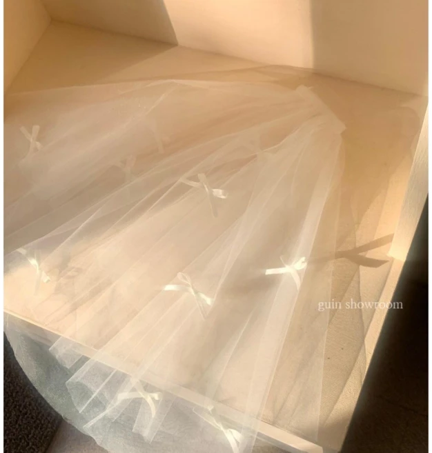 (2color) 귄 새틴 리본베일 리본면사포 발레코어웨딩 셀프웨딩 브라이덜샤워 스냅촬영