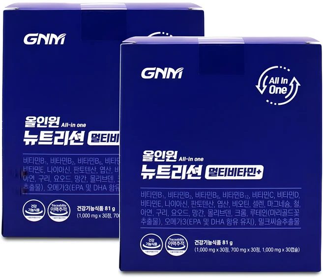 GNM 올인원 뉴트리션 멀티비타민+, 30회분, 2개