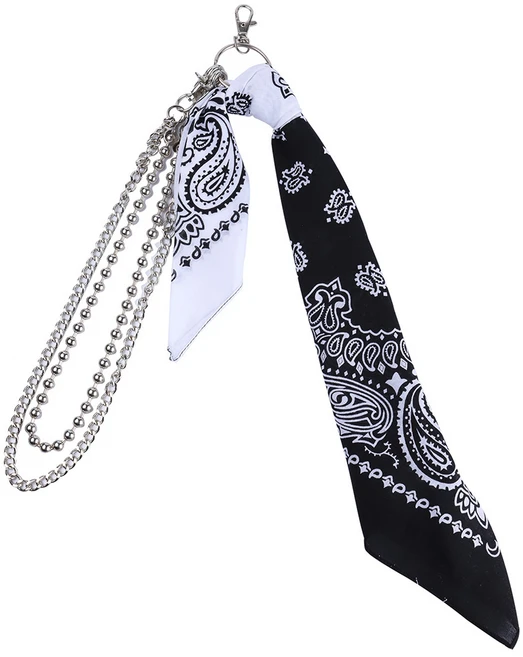 힙합 콘트라스트 컬러 페이즐리 바이커 반다나와 허리 지갑 체인 팬츠 벨트