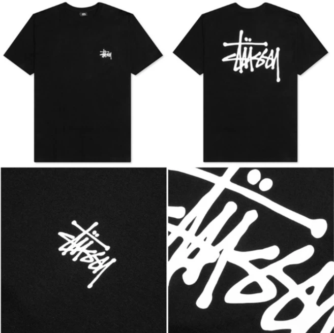 스투시 반팔티 베이직 로고 프린트 반팔티셔츠 STUSSY 라운드 면 반팔 남자 여자 남녀 공용 커플 트레이닝 스포츠 운동 데일리 반소매 커플티 스투시반팔티