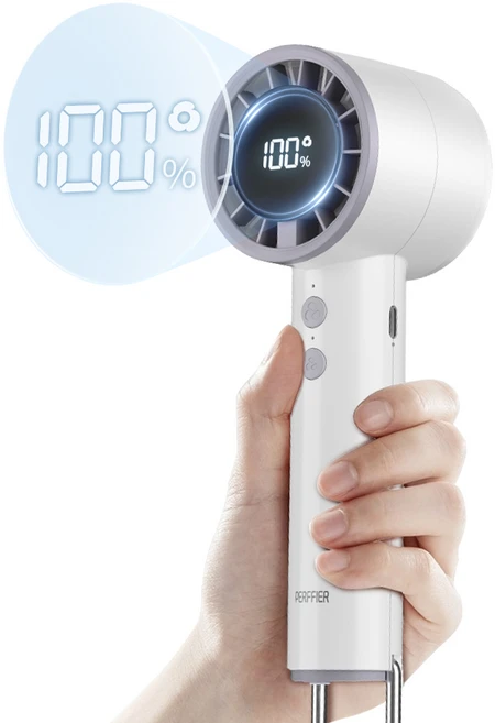 PERFFIER 퍼피어 휴대용 캠핑 손선풍기 LED 무선 핸디선풍기 T40, 화이트