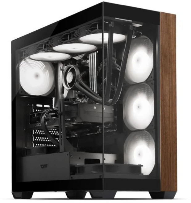 darkFlash DS900 ARGB 강화유리, 고급스러운 블랙 우드 디자인, 하이엔드 시스템