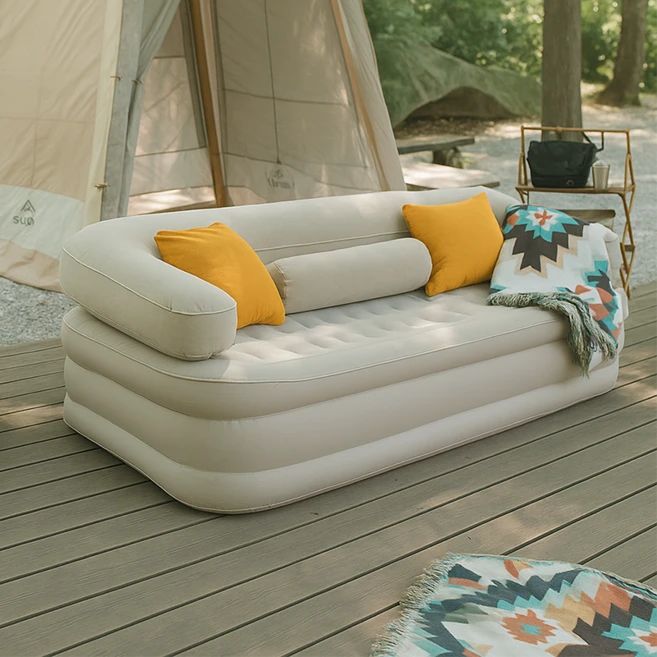 [런칭기념초특가] 캠핑용 원터치 에어소파 소파베드 팔걸이 분리형, 170*90*60CM