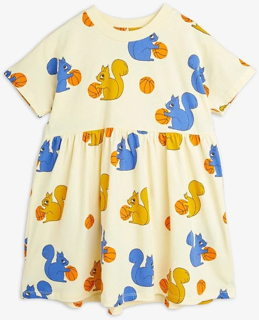 미니로디니 24SS mini rodini Squirrels aop ss dress rib neck 스쿼럴 원피스 2425012623