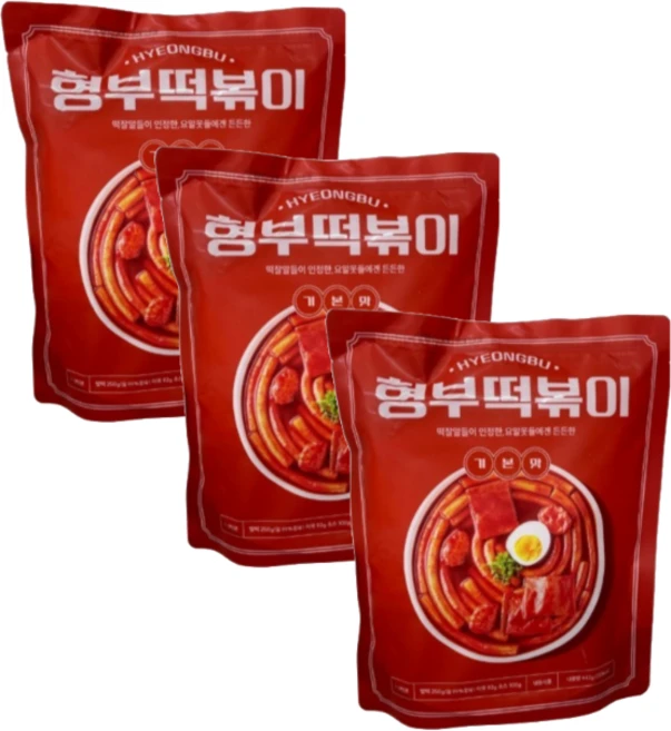 형부 떡볶이 밀키트 기본맛, 3개, 442g
