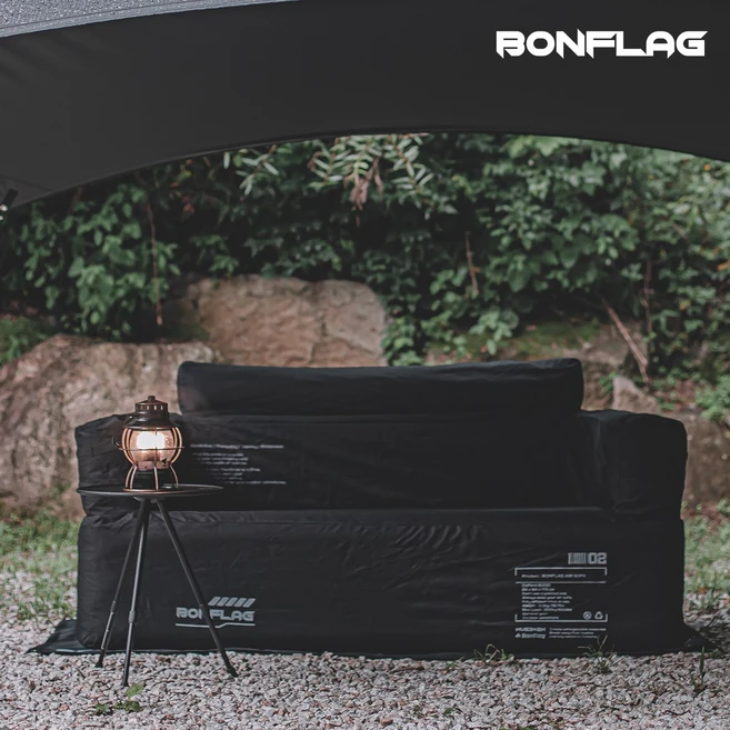BONFLAG 캠핑 에어쇼파 빈백 소파 야외 2인용, 블랙