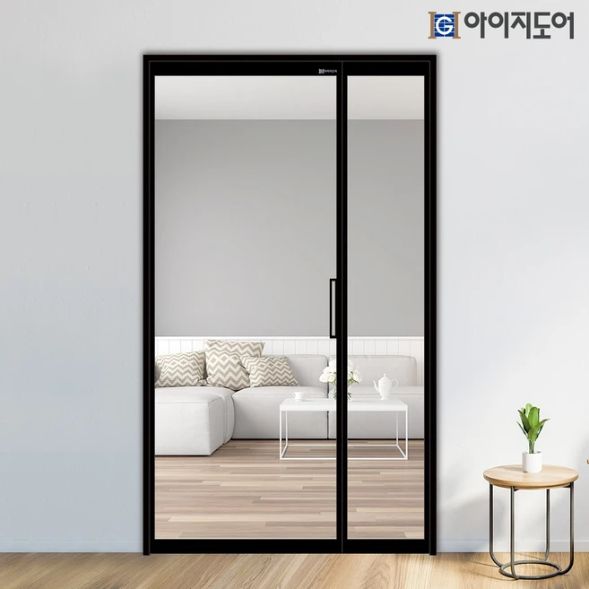 스윙도어 초슬림 중문 현관 아파트 비대칭 양개형 투명강화유리 오픈형 화이트, 2.브론즈_강화유리(+5만원), 1.오픈형(+0원), 2.불소도장 3도코팅 화이트(+7만원), 1개