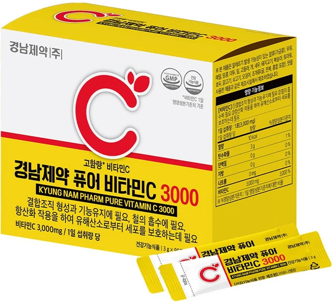 경남제약 퓨어 비타민C 3000 고함량 90포, 270g, 1개