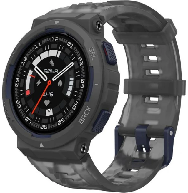 Amazfit 스마트 워치 스포츠 핏 야외 TRex 2 남성용 듀얼 밴드 및 6 위성 위치 지정 24일 배터리 수명 초저온 작동 러기드 아웃도어 GPS 밀리터리 블랙리퍼 상품, Midnight Pulse, 1개