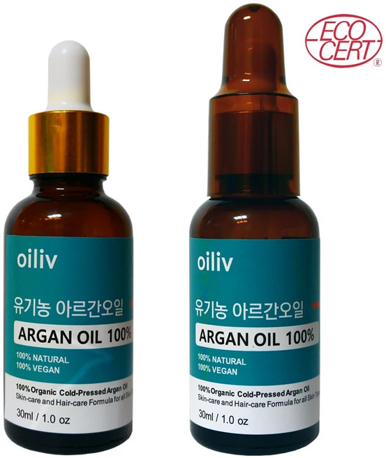 오일리브 유기농 아르간오일 원액 100% 보습오일 (1+1 특별행사) 30ml+30ml, 2개, 30ml