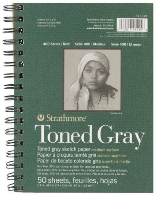스트라스모아 S4 Toned Gray 패드 스프링 스케치북 14x22cm 50매 (GI412105)