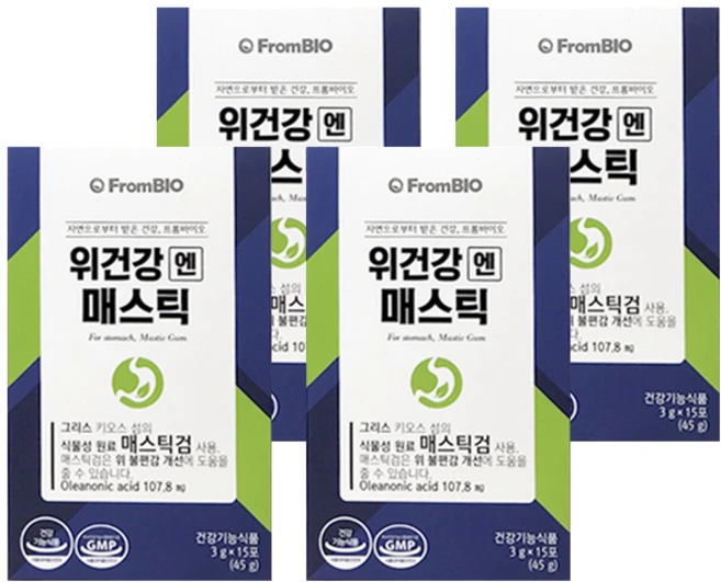 프롬바이오 위건강 엔 매스틱 이병헌 그리스산 순식물성 매스틱 검 15포 4상자, 45g, 4개
