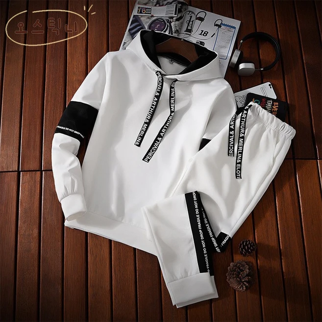 오스틱니 남성 트레이닝 봄가을 후드 캐주얼 트레이닝복 세트