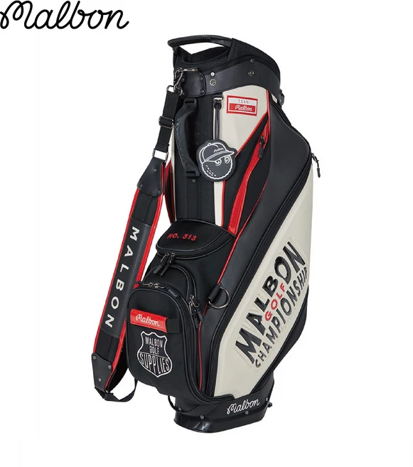 말본 골프백 남성 여성 클래식 뉴트로 골프 스탠드백, 클래식 블랙