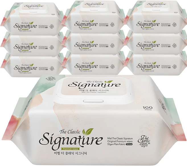 미엘 시그니처 물티슈 100매 캡형 10팩, 10개, 100개입