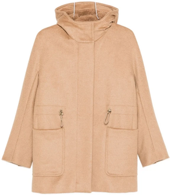 막스마라 드로스트링 웨이스트 후드 코트