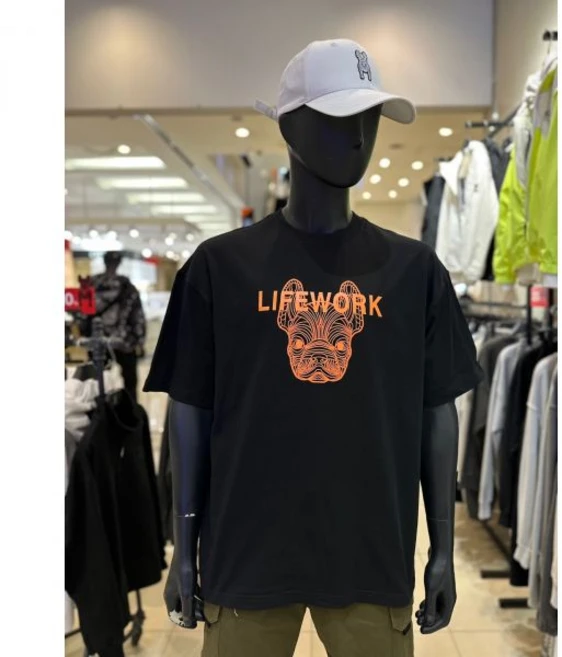[라이프워크] 남여공용 라독 얼굴 레터링 반팔 티셔츠 블랙 (LW235TS995) 백화점 아울렛 (4533002)