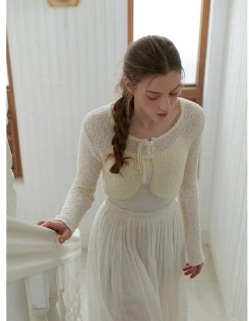 리엘 Fuzzy bolero cardigan ivory