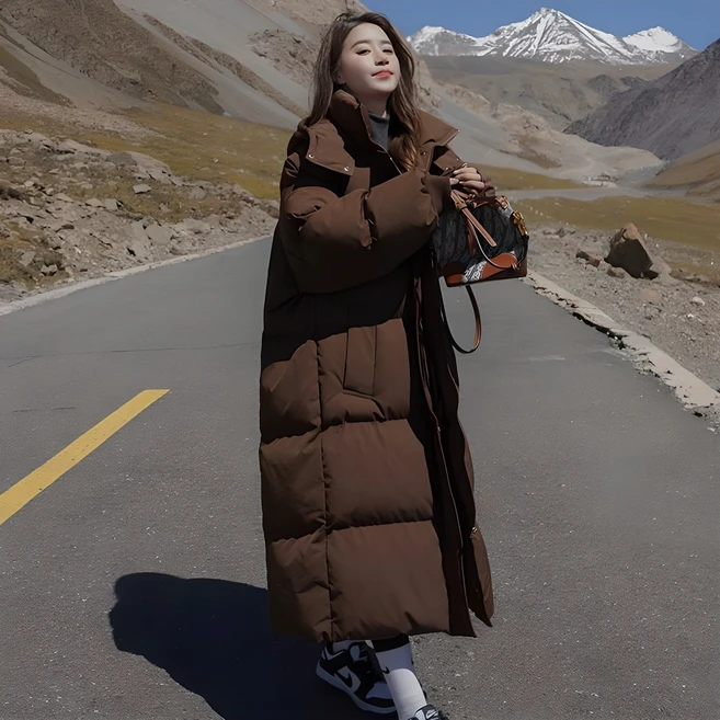 투니스 여성 오버핏 후드 롱패딩