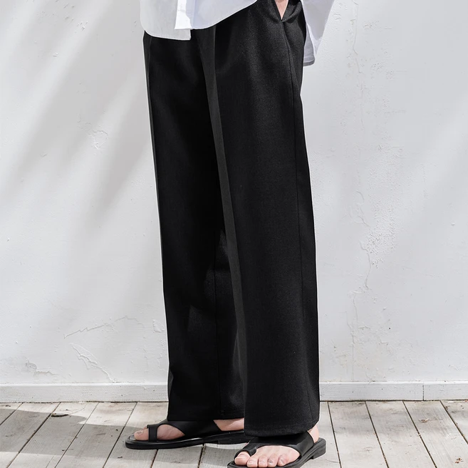 아테즈 남성용 여름 썸머 쿨 베이직 린넨 라이크 밴딩 와이드 바지 팬츠 AZPT04