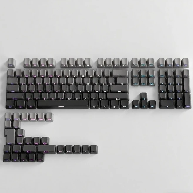 VELOKEY PBT 한글 체리 프로파일 높이 키캡, 측면 각인 투과, 편안한 촉감, 블랙 그레이 그라데이션