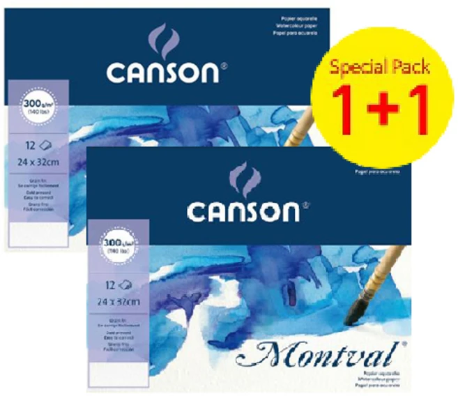 캔손 몽발 수채화 스케치북 1+1 세트 24cm x 32cm /300g 1면제본