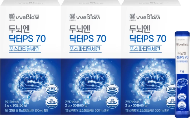 [서울대 바이오비옴] 두뇌엔 닥터 PS70 인지력 포스파티딜세린, 60g, 3개