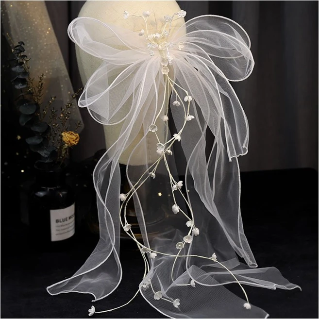 포근라이프 웨딩 촬영 소품 웨딩 헤어 리본 면사포