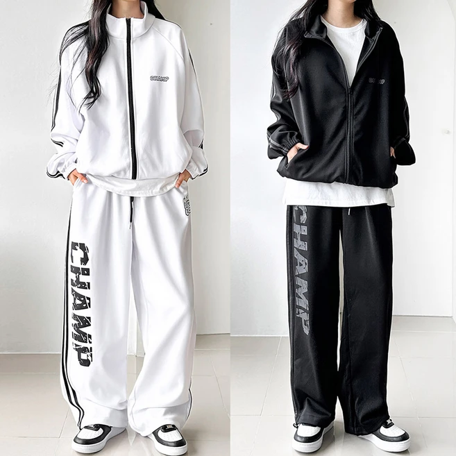 [힙한셋업룩] 챔프 2선 트랙세트 트레이닝 SET 데일리 꾸안꾸 스트릿 와이드팬츠 자켓 운동복 남녀공용
