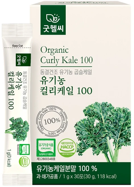 굿헬씨 유기농 컬리케일 100 동결건조 곱슬케일 분말 30포, 1개, 30g