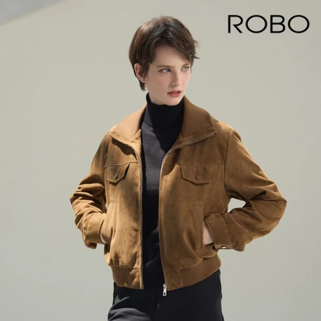 [10만원인하 ] 로보 24FW 스웨이드 하이넥 디테일 블루종