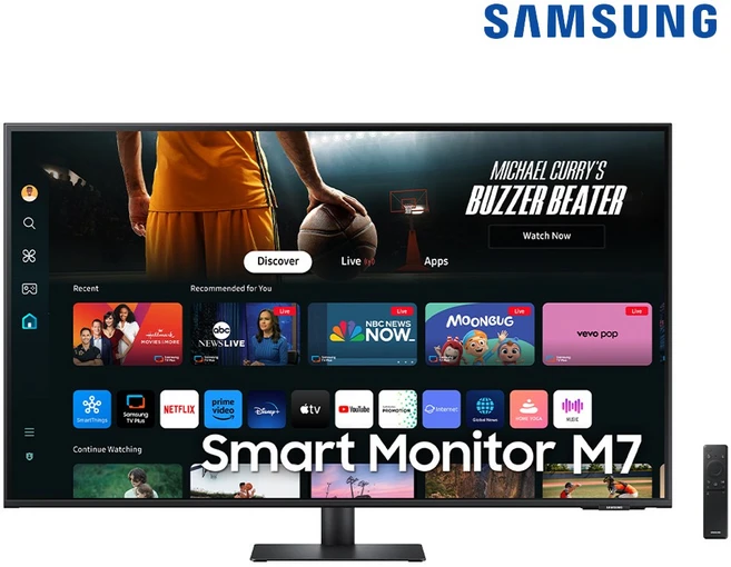 삼성전자 스마트모니터 M7 S43BM700 108cm 110cm 4K UHD 스피커내장 43인치모니터, 80cm, 43인치 S43BM700 (TV시청시 세탑박스 필수)