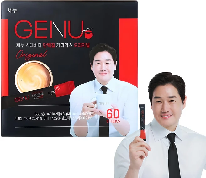 제누 스테비아 프로틴 단백질 커피믹스, 9.8g, 60개입, 1개