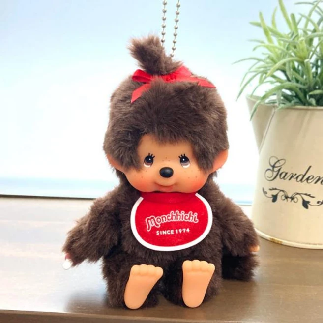 [일본정품] 몬치치 Monchhichi 여자아이 마스코트 인형 키링, 1개
