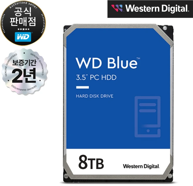 WD BLUE HDD SATA3 3.5인치 하드디스크 CMR (WD80EAAZ), WD80EAAZ, 8TB