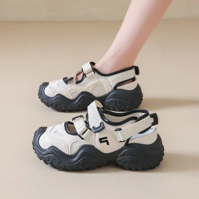 Swygsqql여성 메리제인 스니커즈 벨크로 슬립온 키높이 5cm 샌들 발편한 운동화 데일리 신발