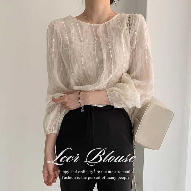 [순이] S.여성 샤레이스 시스루 블라우스