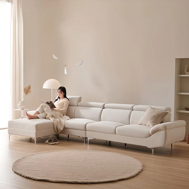 삼익가구 뉴니드 아쿠아텍스 헤드틸팅 소파 3인용 4인용 6인용 쿠션증정, 아이보리, 6인용 소파(스툴포함)