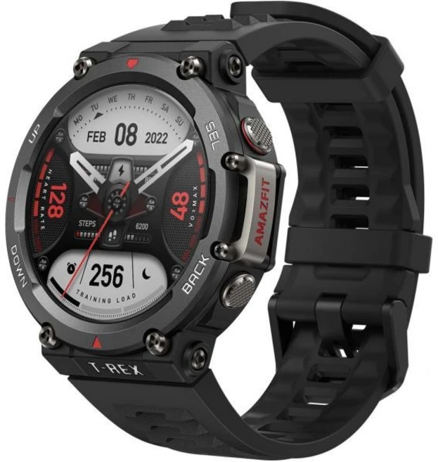 Amazfit TRex 2 남성용 스마트 워치 24일 배터리 수명 듀얼 밴드 6 위성 위치 확인 초저온 작동 견고한 실외 GPS 밀리터리 실시간 내비게이션 블랙, T-Rex 2_Ember Black