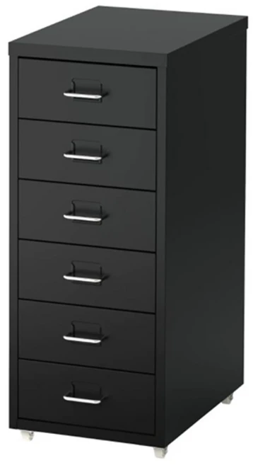 이케아 이동식 서랍장 HELMER, 블랙, 6개