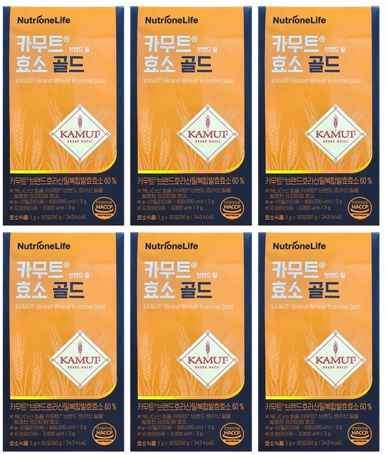 뉴트리원 카무트효소 골드 곡물맛 발효효소, 6박스, 30회분